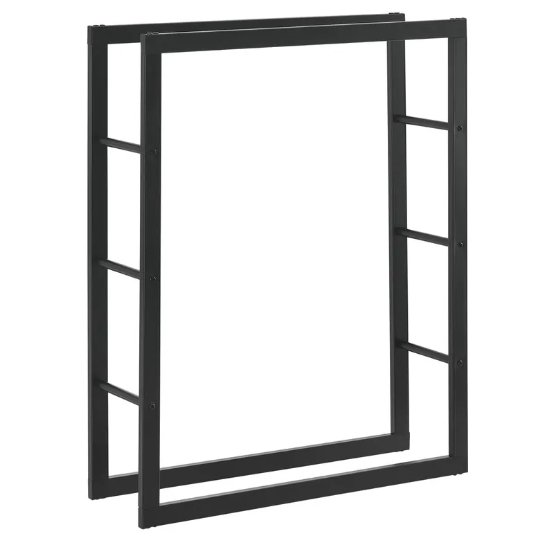 Soporte para leña Kasan Acero 80 x 100 x 25 cm Negro [en.casa] - Jardín