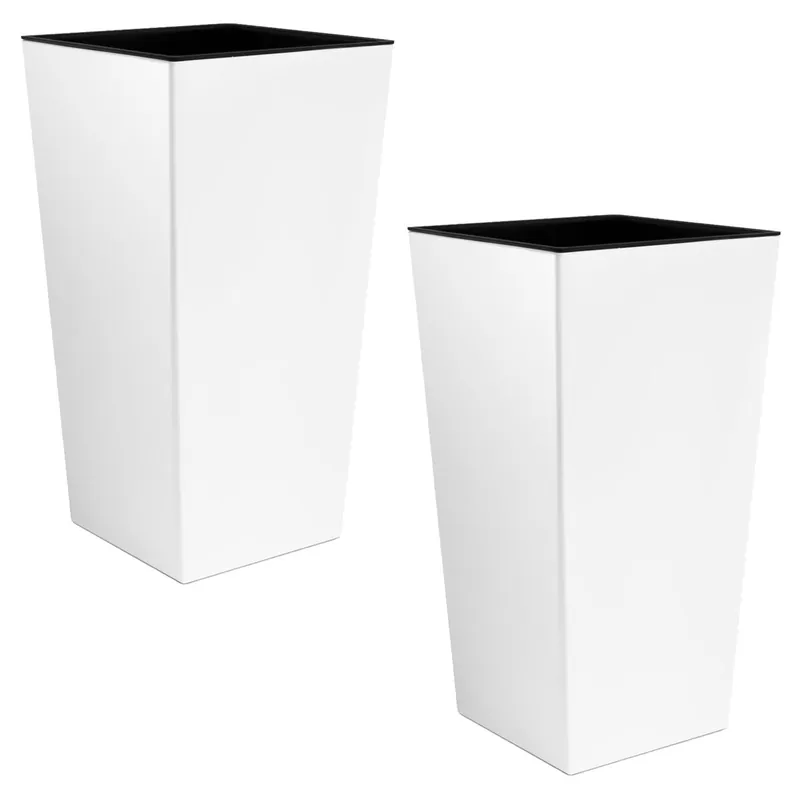 2x Maceta alta Urbi 2 litros, de plastico, 12,6 x 12,6 x 20 cm en color Blanco - Decoración