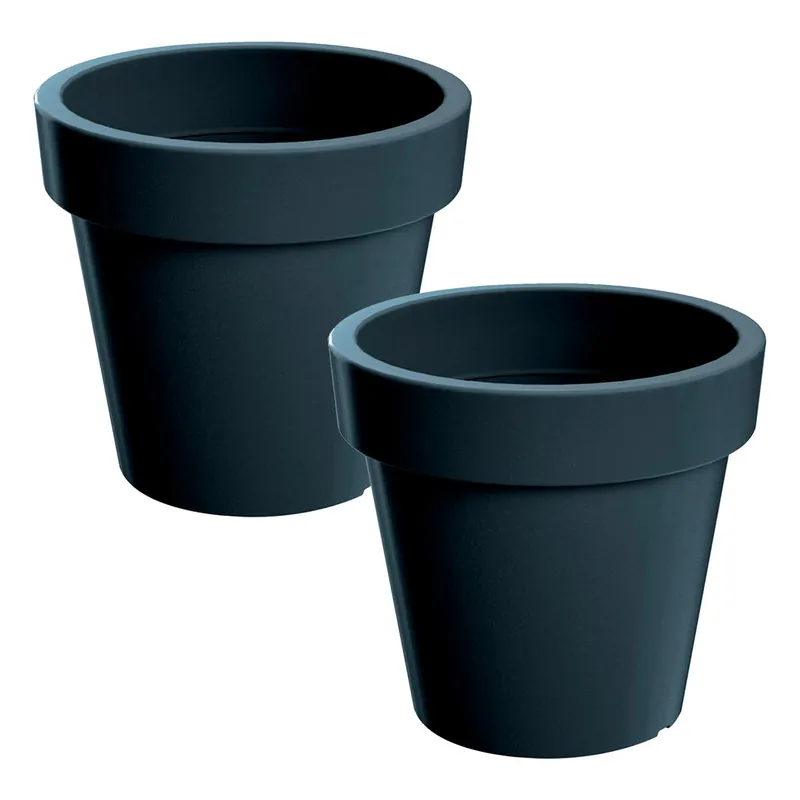 2x Maceta de plastico Lofly en color antracita 13,4 (largo) x 13,4 (ancho) x 12 (alto) cm - Decoración