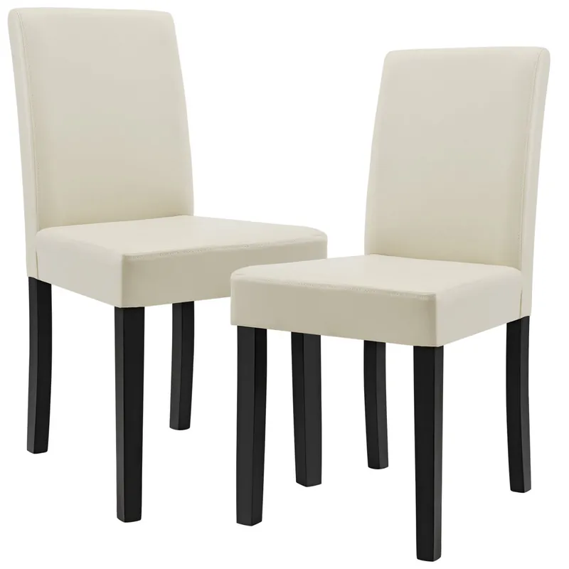 2x sillas tapizadas de cuero sintético Patas de madera 90x42x48 cm gris claro [en.casa] - Muebles