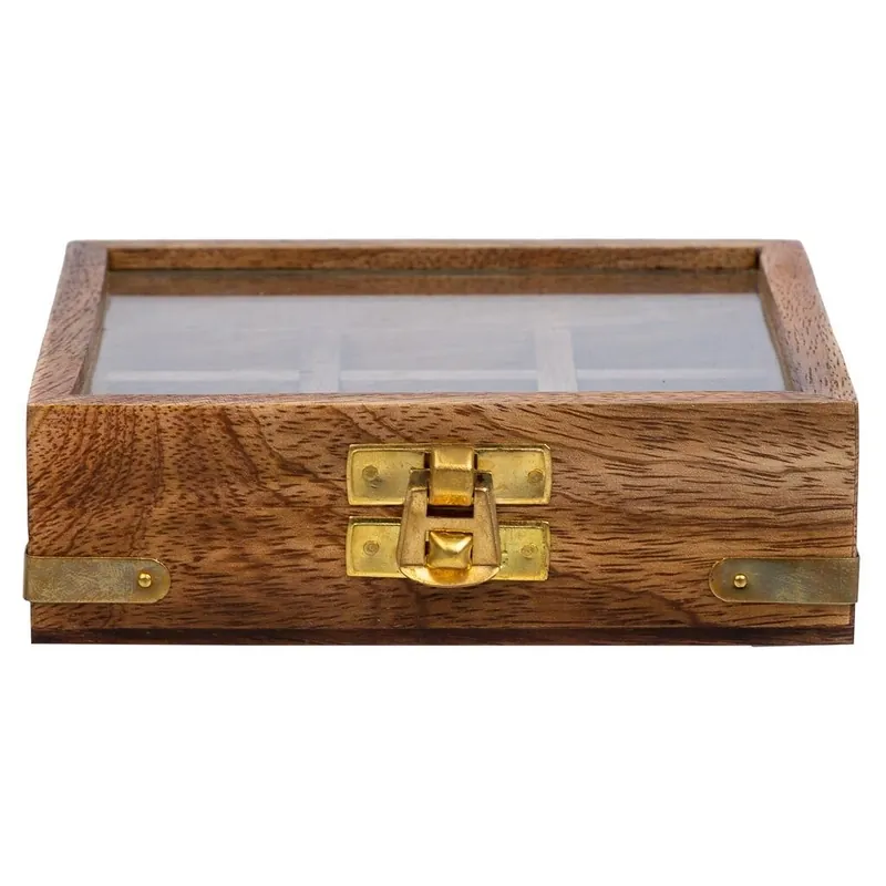 3 el línea con caja de madera marrón 12.5x12.5x5h cm - Muebles