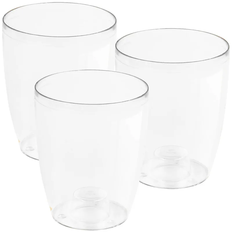 3x Macetero orquídea de plastico Coubi Orchid en color blanco transparente 13,2 (largo) x 13,2 (ancho) x 16 (altura) cm - Decoración