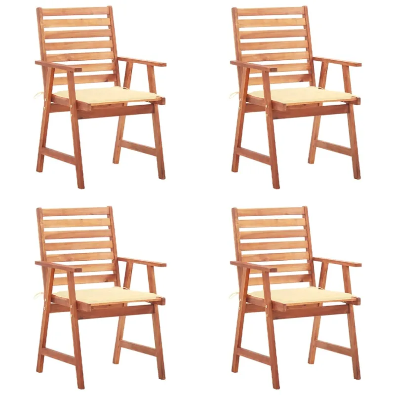 Sillas comedor de jardin y cojines 4 unidades madera maciza acacia - Jardín