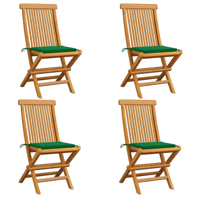 Sillas de jardin 4 unidades con cojines antracita madera de teca - Jardín