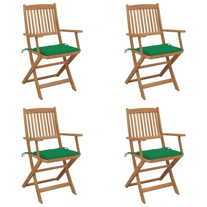 Sillas de jardin plegables 4 unidades y cojines madera maciza acacia - Jardín