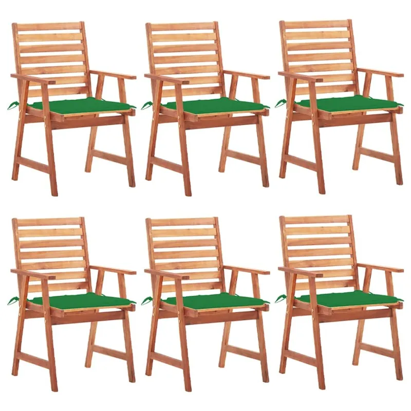 Sillas comedor de jardin y cojines 6 unidades madera maciza acacia - Jardín