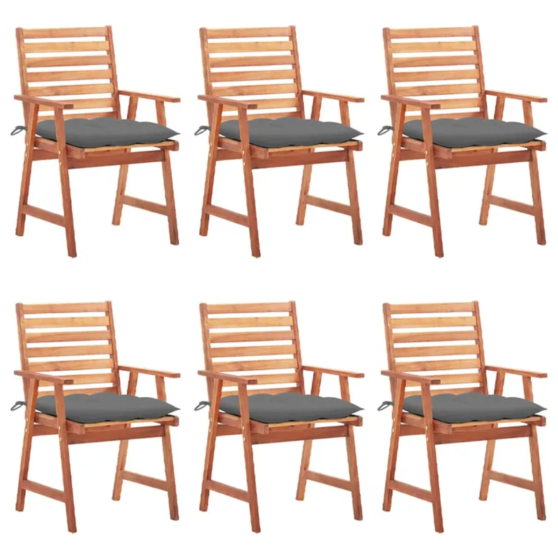 Sillas comedor de jardin y cojines 6 unidades madera maciza acacia - Jardín