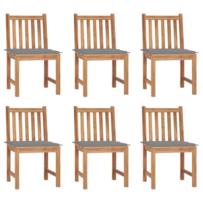 Sillas de jardin 6 unidades con cojines madera maciza de teca - Jardín