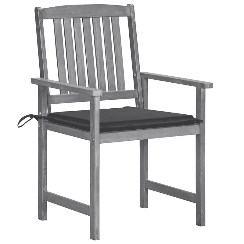 8 uds Sillas de jardín - Silla de exterior - Silla Terraza con cojines madera maciza de acacia gris