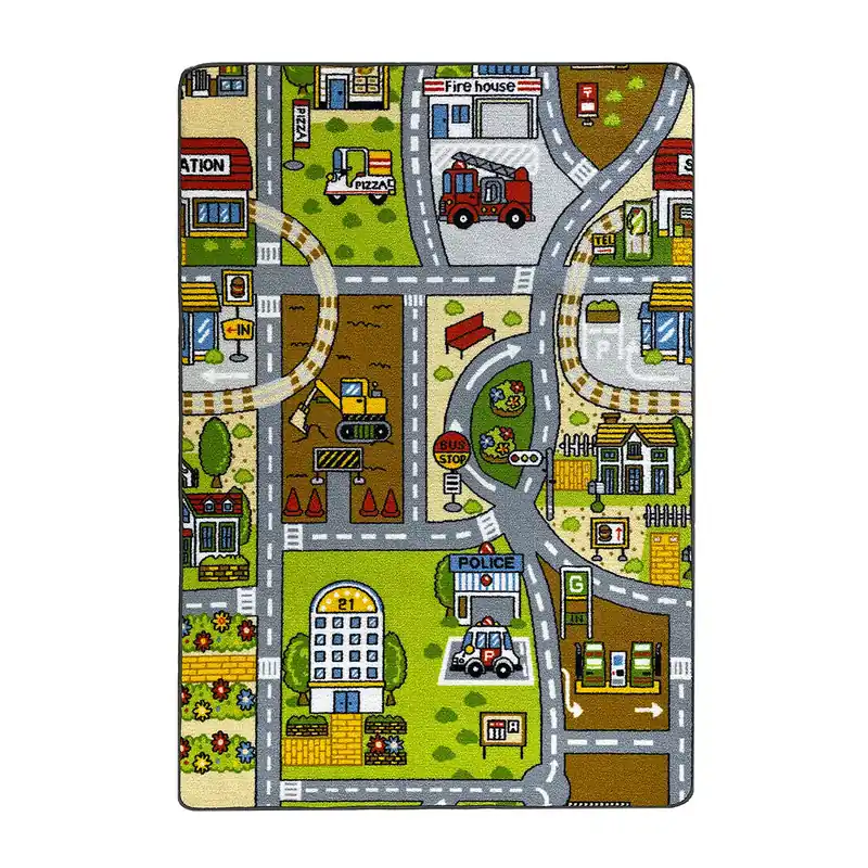 Acomoda Textil – Alfombra Infantil Ciudad Carretera para Jugar con Coches. Alfombra Antideslizante, Plegable y Acolchada. (Modelo B, 160x240 cm)