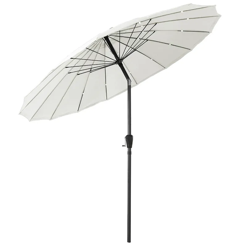 Acomoda Textil – Sombrilla de Jardín Inclinable con Manivela Beige. Parasol de Aluminio con Toldo Redondo Resistente a Rayos UV, Sombrilla para Terraza, Restaurante y Patio 270x245 cm.
