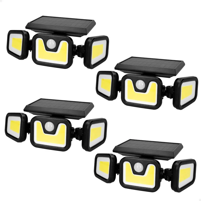 Aktive Pack 4 Apliques solares LED con sensor de movimiento, 350 lúmenes y 3 modos de iluminación - Decoración
