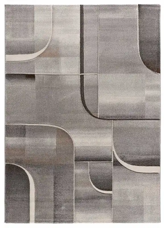 Alfombra abstracta con trazos geométricos en azul MEDEL, 160x230 cm - ATTICGO