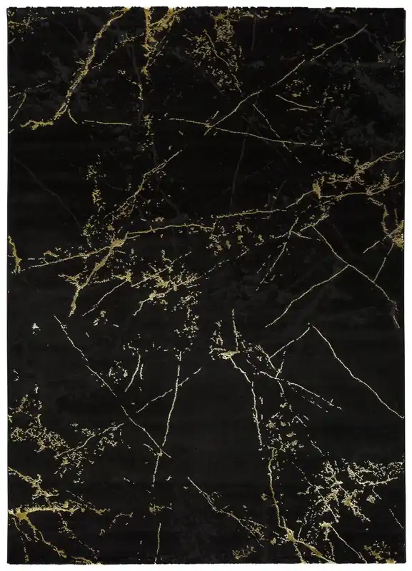 Alfombra abstracta en negro GOLD, 80x150 cm - ATTICGO