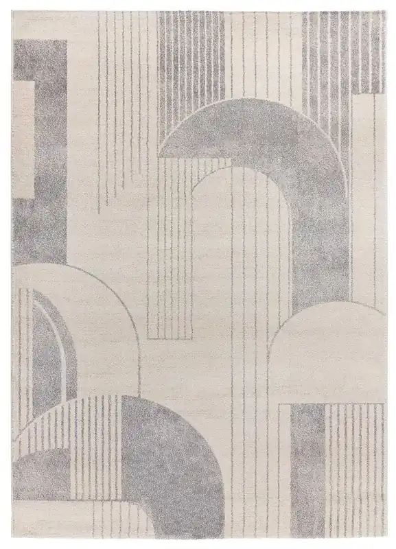 Alfombra de diseño geométrico plata PORTO, 133x190 cm - ATTICGO