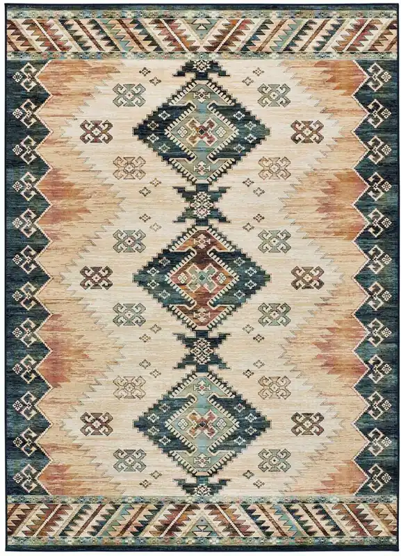 Alfombra de estilo étnico en viscosa multicolor ANTALIA, 160x230 cm - ATTICGO