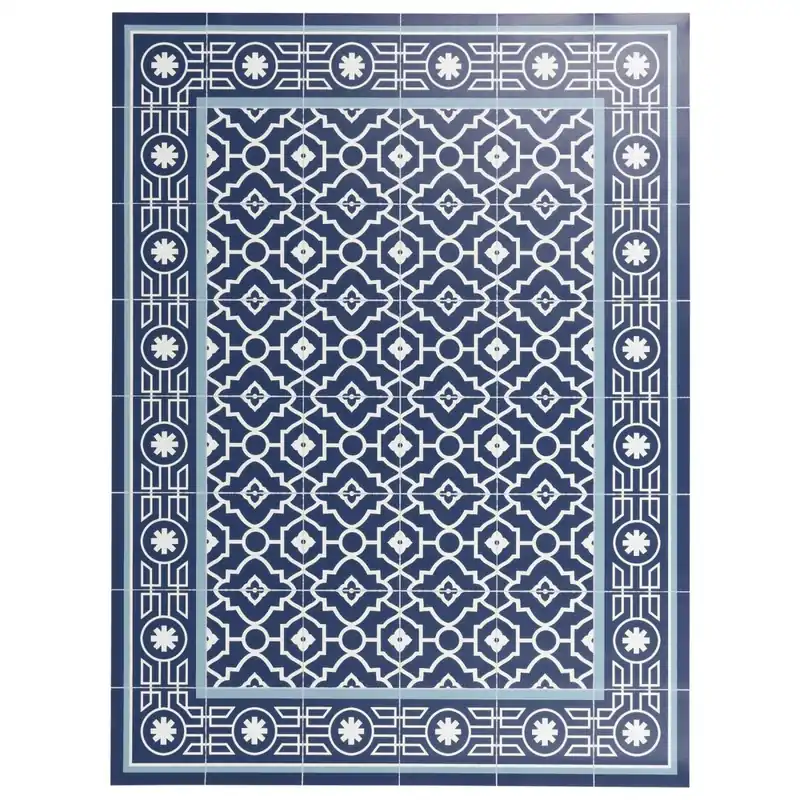 Alfombra de vinilo de baldosas hidráulicas Azul 60x150cm MAROC - Textil