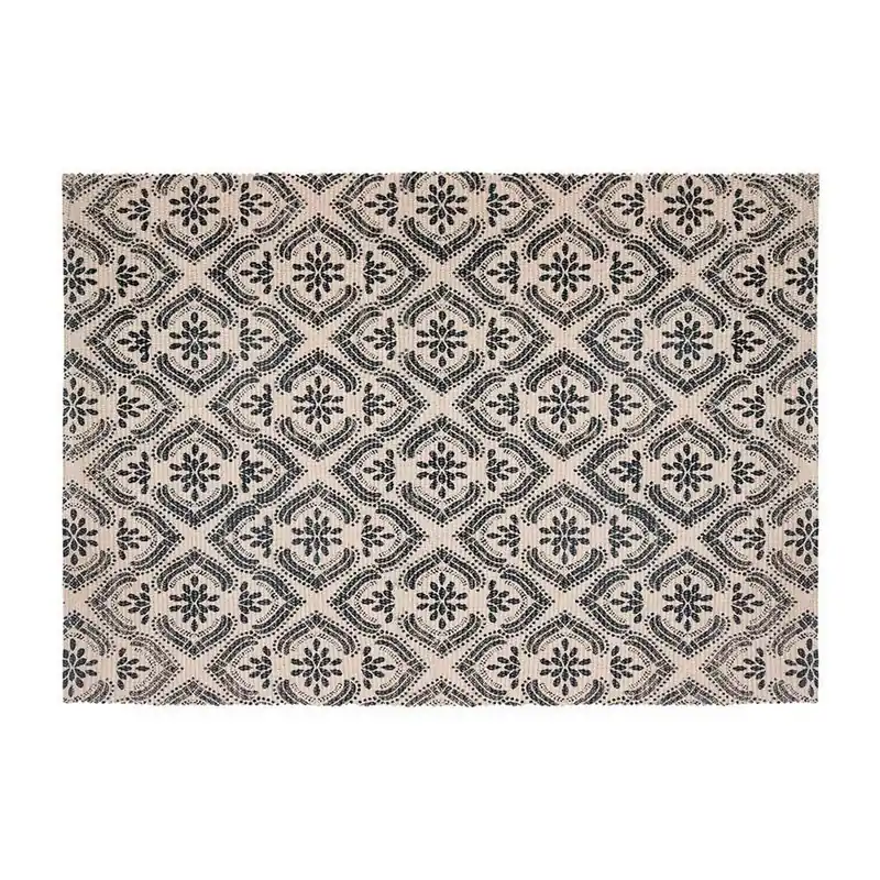 Alfombra Atmosphera Negro Beige Algodón Multicolor 60 x 90 cm - Textil