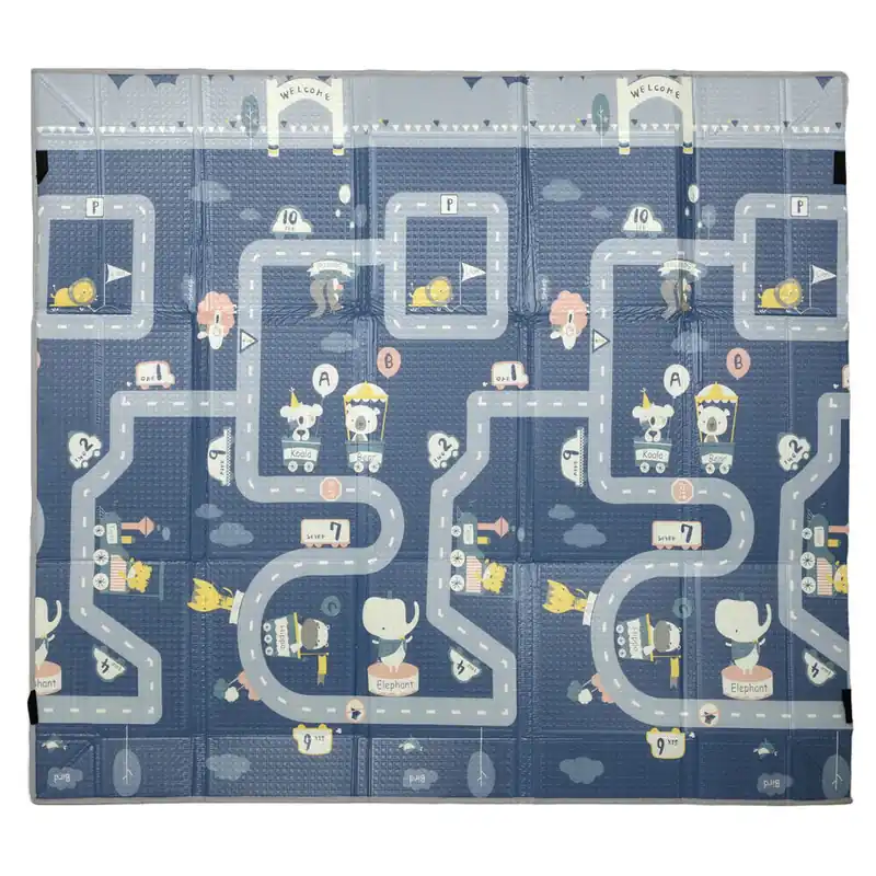AIYAPLAY Alfombra Bebé Acolchada Plegable Reversible 202x180,5x1 cm, Laterales Abatibles, Tapete de Actividades Bebé XPE, Impermeable, con Bolsa de Transporte, Multicolor - Textil