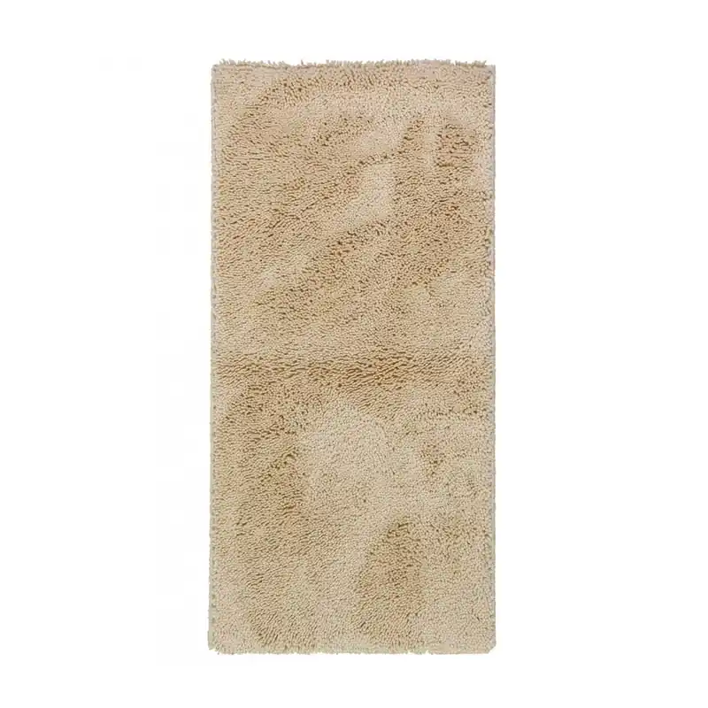 Alfombra de pelo alto 100% Pura Lana Beige 67x134cm PRADERA - Textil
