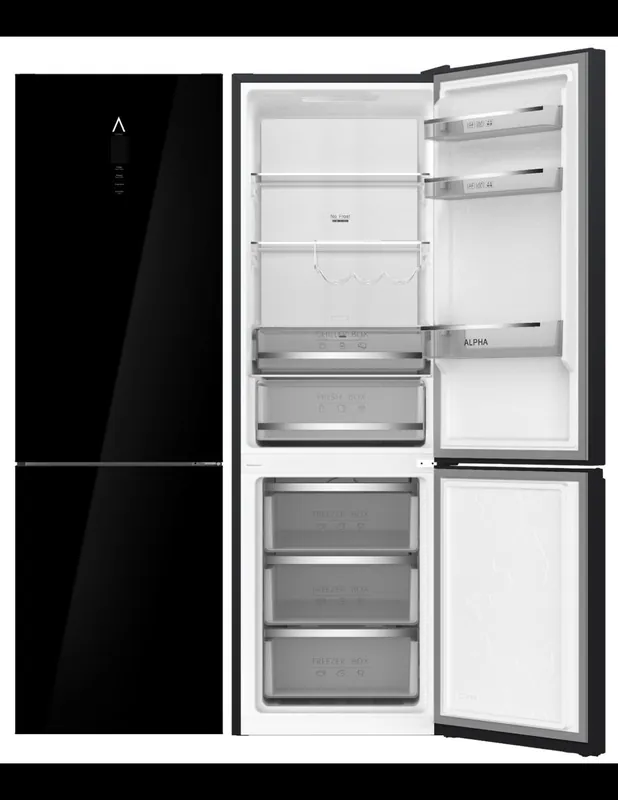 ALPHA Frigorífico Combi Pegasus Elite Pro-195, 195X60cm, Cristal Negro, No Frost, Zona 0, Inverter