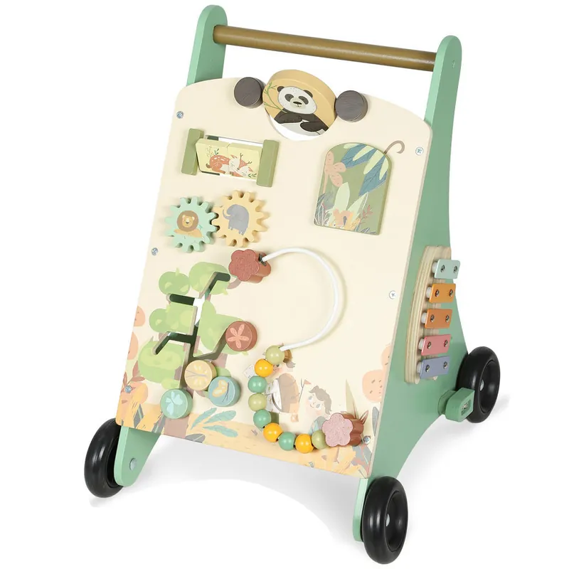 AIYAPLAY Andador Madera Bebé, Juguete de Andador, Centro de Actividades de Aprendizaje Montessori Control de Velocidad, con Xilófono, Engranajes, Laberinto, Cuentas, Para Niños de +18 Meses, Verde
