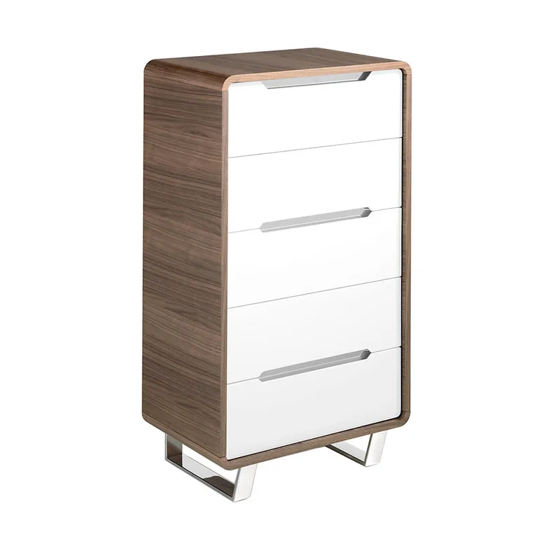 ANGEL CERDA Chifonier madera blanco, nogal y acero cromado - Muebles