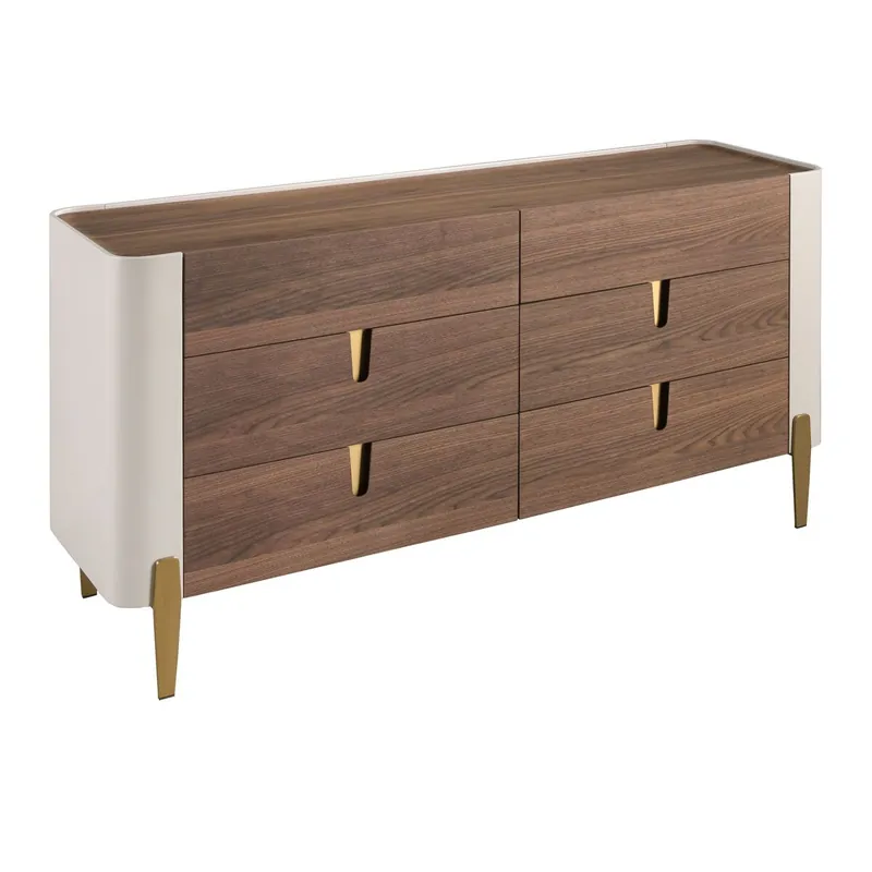 ANGEL CERDA Cómoda nogal acero pulido tapa nogal - Muebles