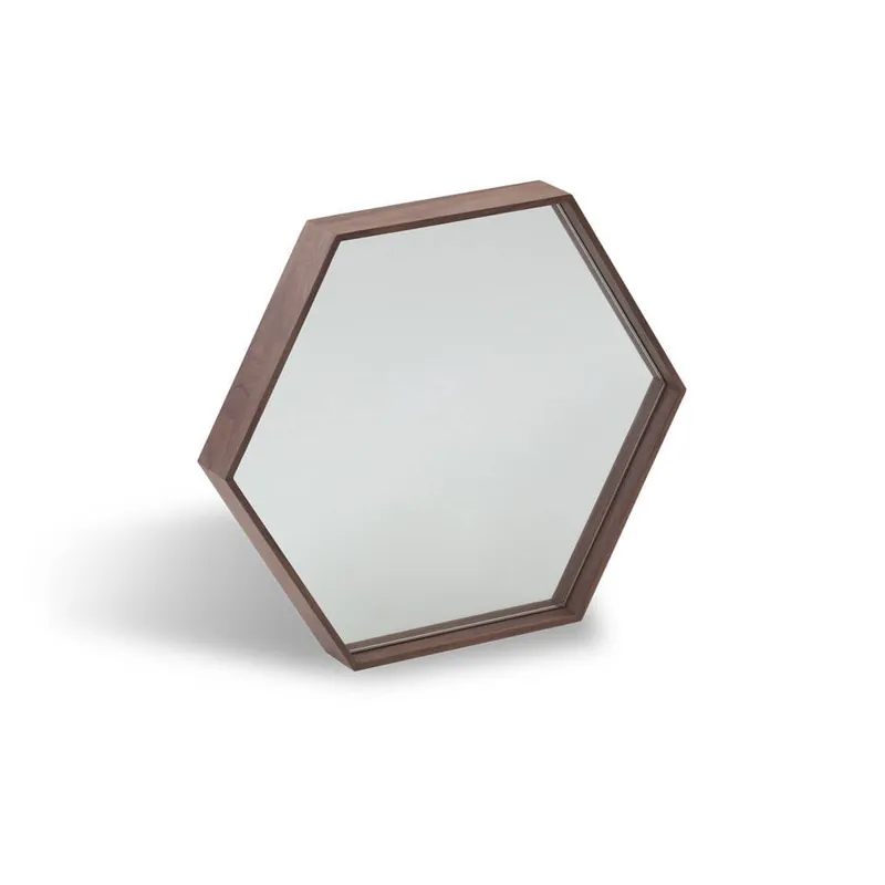 ANGEL CERDA Espejo pared hexagonal nogal - Decoración