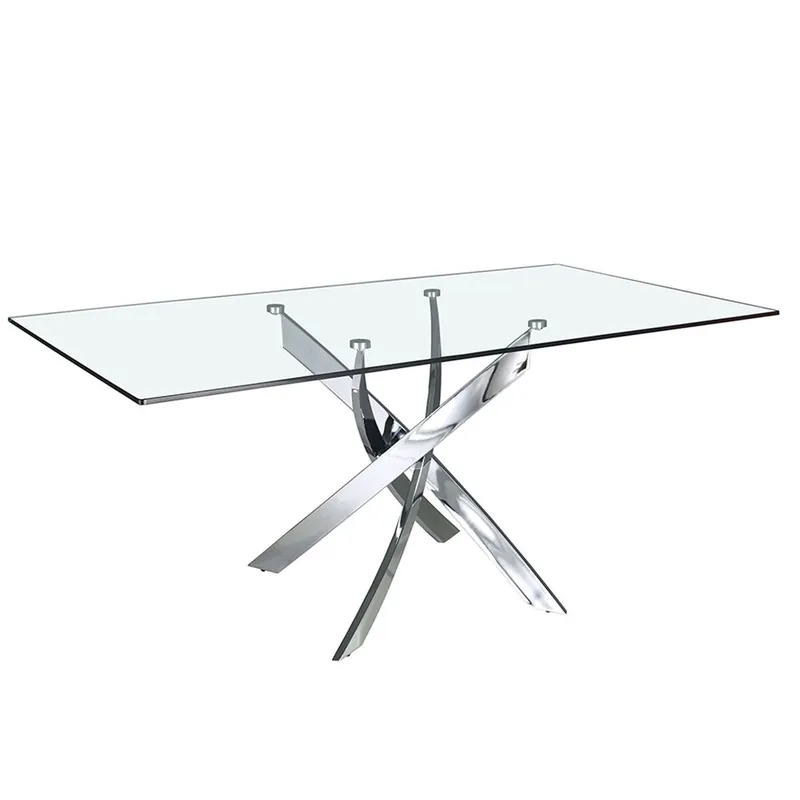 ANGEL CERDA Mesa comedor rectangular cristal templado y acero cromado - Muebles