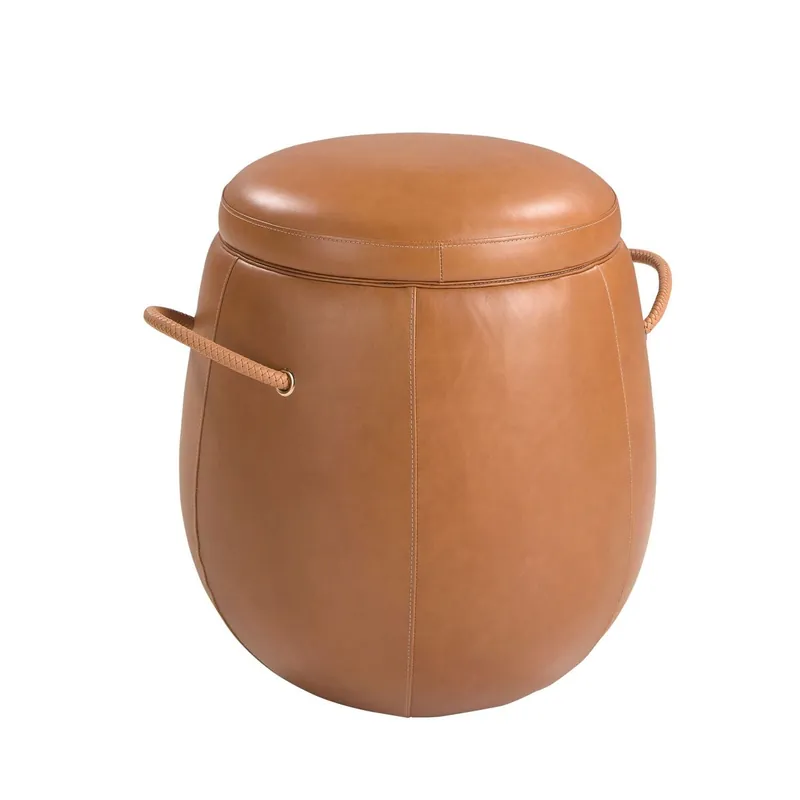 ANGEL CERDA Puff piel camel - Sofás sillones puffs