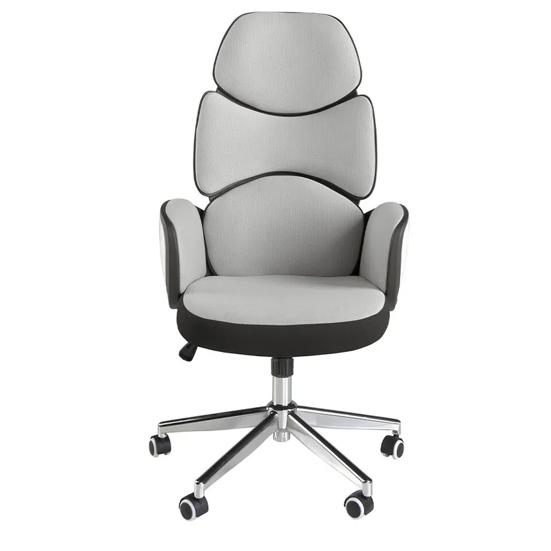 ANGEL CERDA Silla oficina giratoria tela gris claro y pvc blanco brillo - Muebles