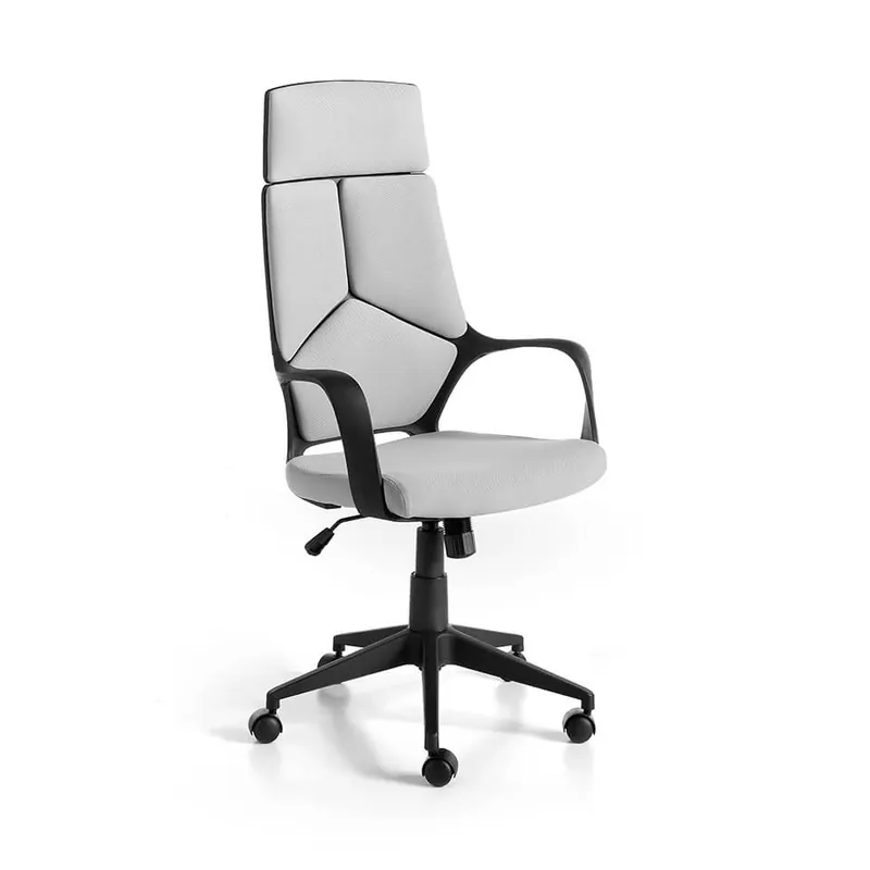 ANGEL CERDA Silla oficina giratoria tela gris claro y pvc negro - Muebles