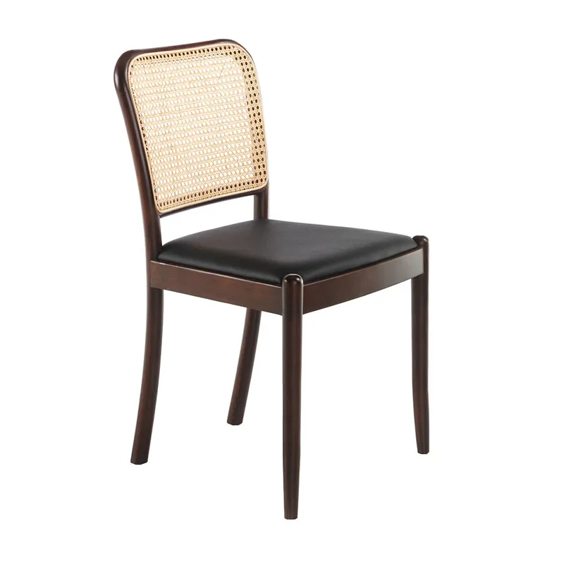 ANGEL CERDA Silla rattan y polipiel negro - Muebles