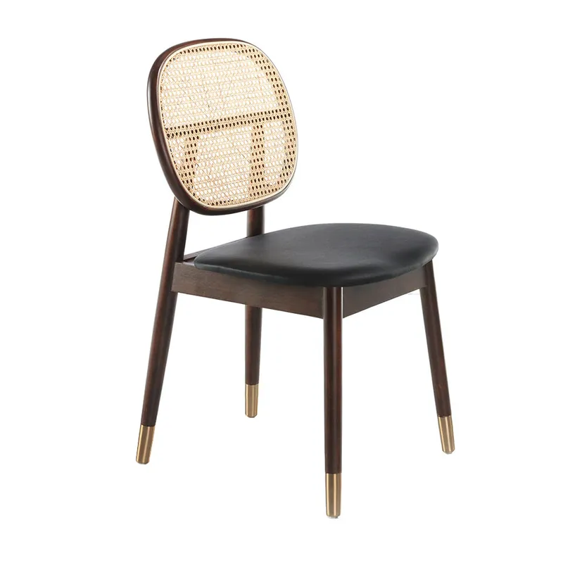 ANGEL CERDA Silla rattan y polipiel negro - Muebles