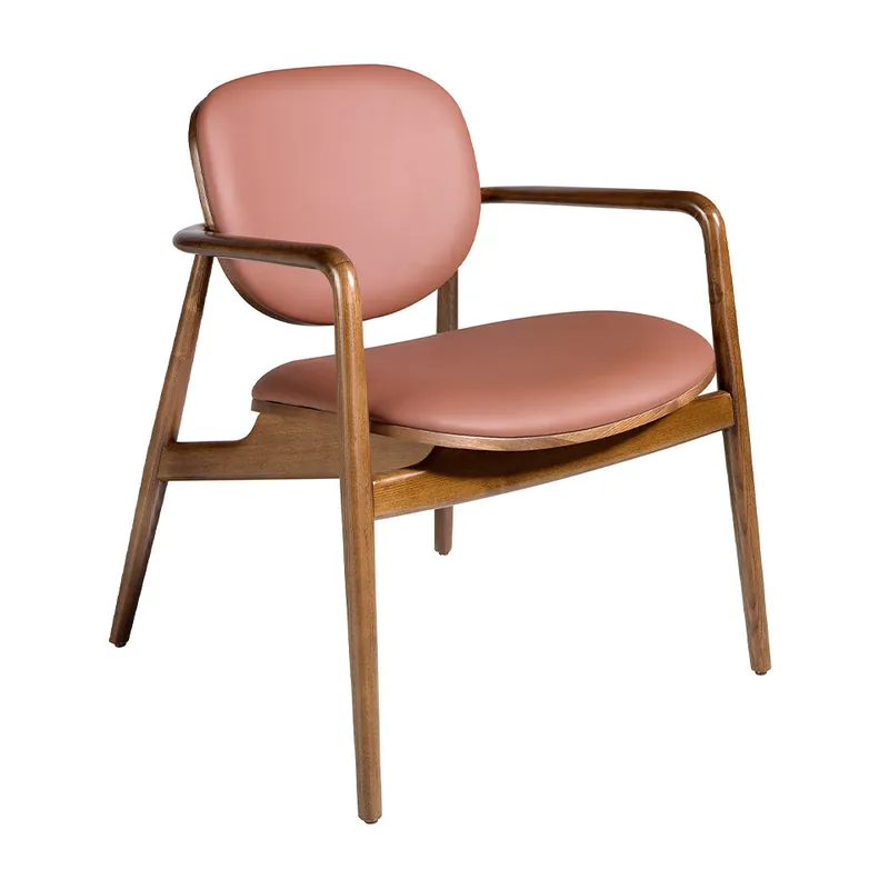 ANGEL CERDA Sillón polipiel marrón y nogal - Sofás sillones puffs