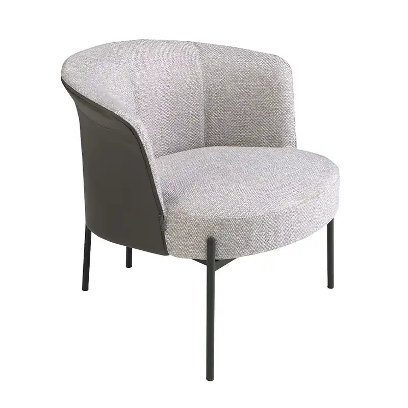 ANGEL CERDA Sillón tela gris y polipiel gris oscuro - Sofás sillones puffs