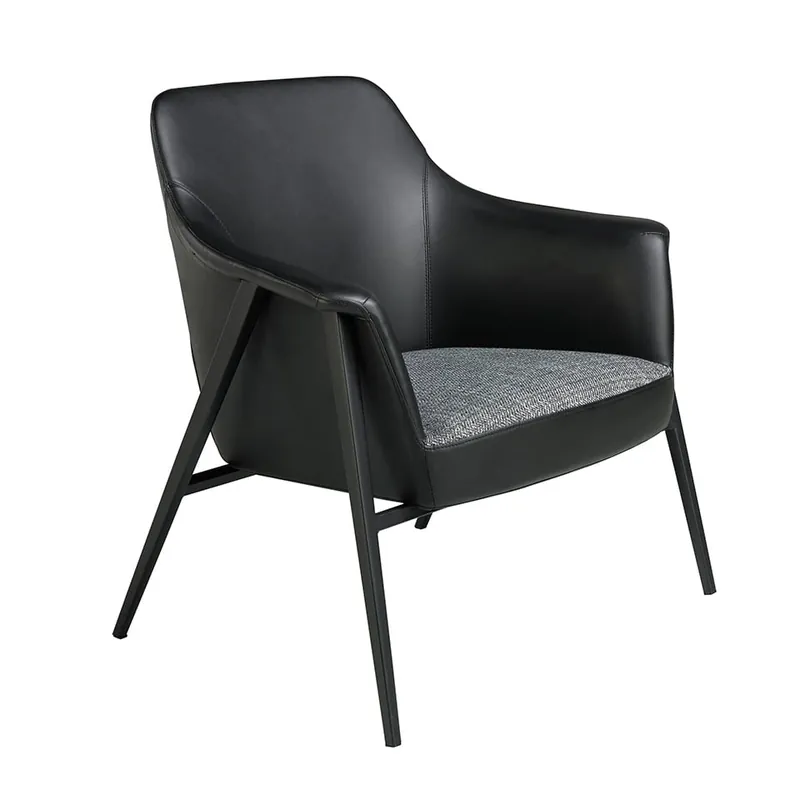 ANGEL CERDA Sillón tela gris y polipiel negro - Sofás sillones puffs