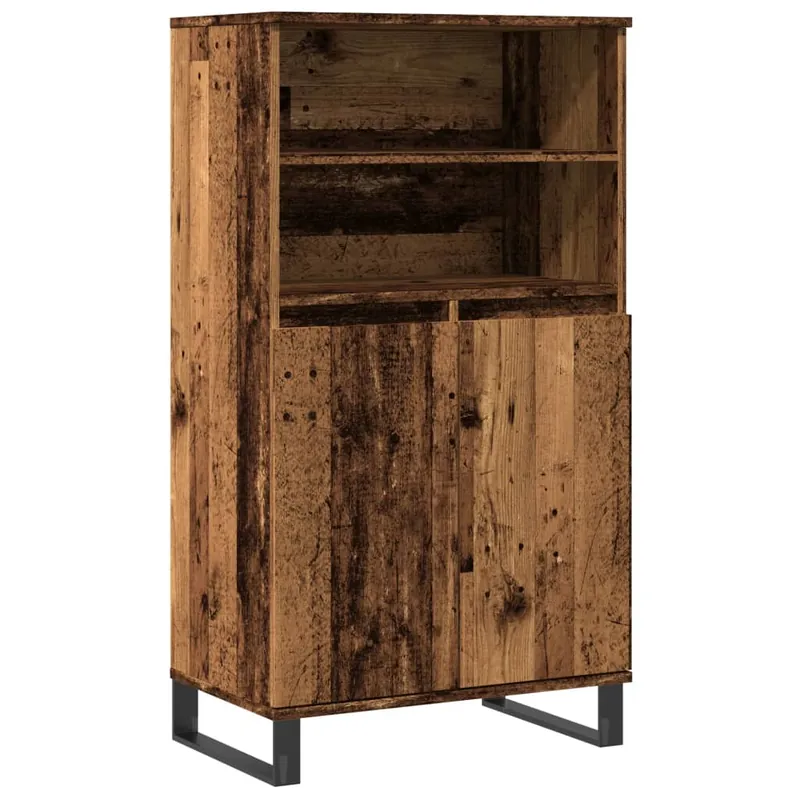 Aparador alto - Mueble de almacenamiento de madera contrachapada gris Sonoma 60x36x110 cm es533