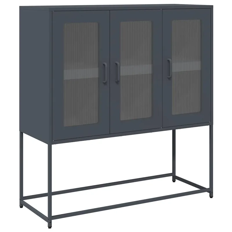 Aparador - Mueble de almacenamiento de acero laminado en frío negro 100,5x39x107 cm es2290