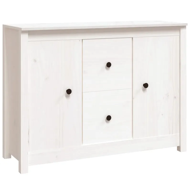 Aparador - Mueble de almacenamiento de madera maciza de pino blanco 100x35x74 cm es3928