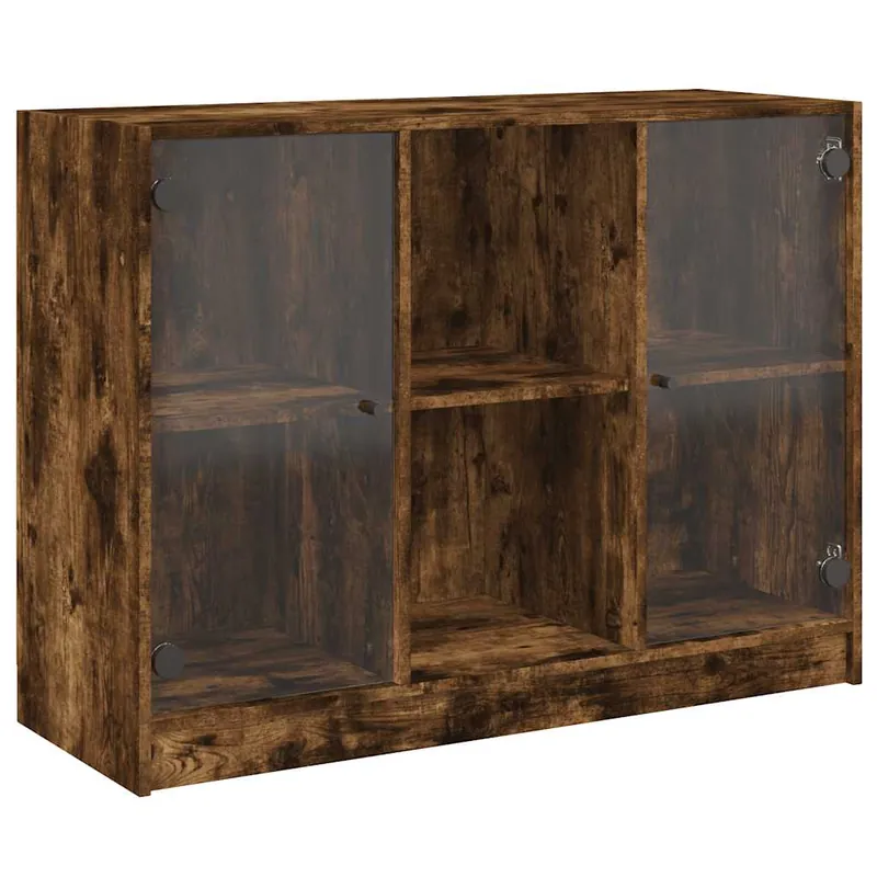 Aparador - Mueble de almacenamiento madera de ingeniería gris hormigón 102x37x75,5 cm es4416
