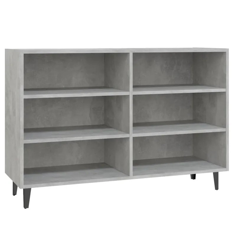 Aparador - Mueble de almacenamiento de madera contrachapada gris brillante 103,5x35x70 cm es2632