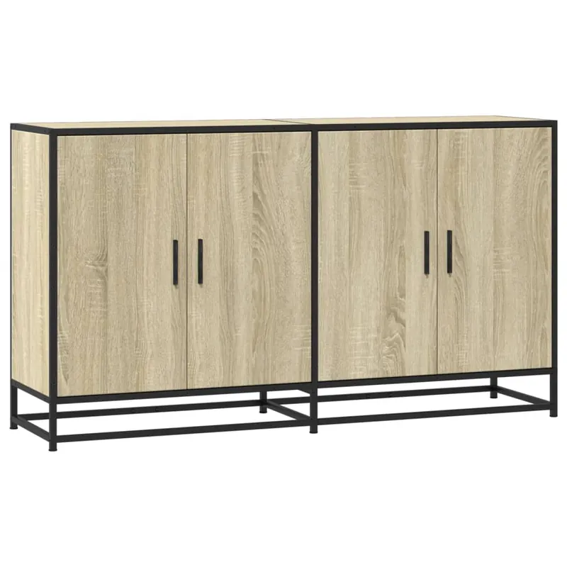 Aparador - Mueble de almacenamiento madera de ingeniería roble Sonoma 134x35x76 cm es4570