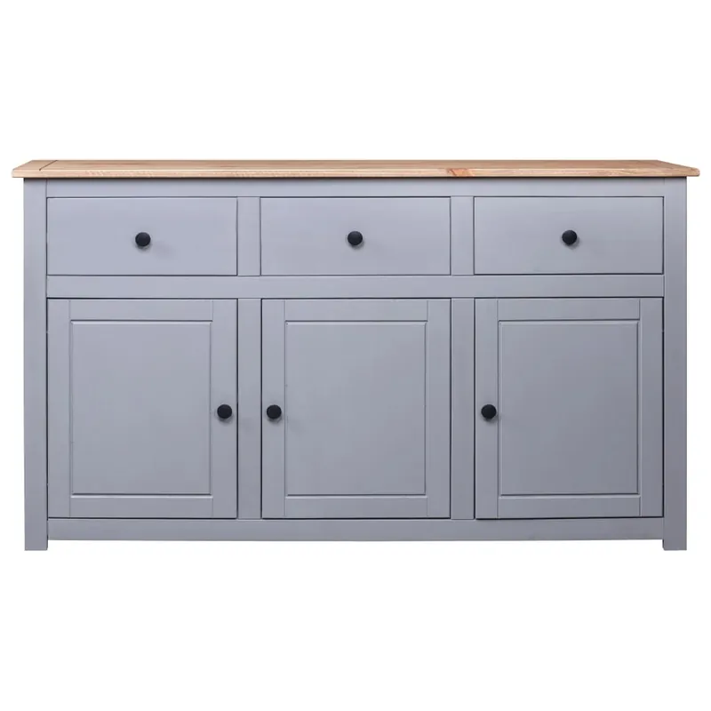 Aparador - Mueble de almacenamiento de madera de pino estilo Panamá blanco 135x40x80 cm es3817