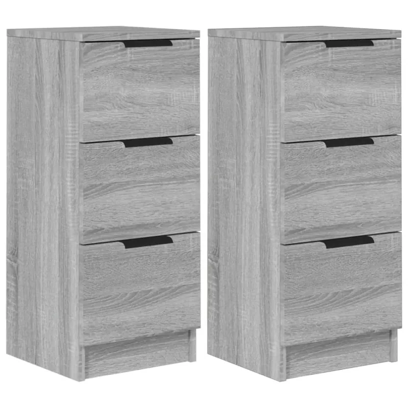 Aparador - Mueble de almacenamiento 2 uds madera contrachapada gris hormigón 30x30x70 cm es43