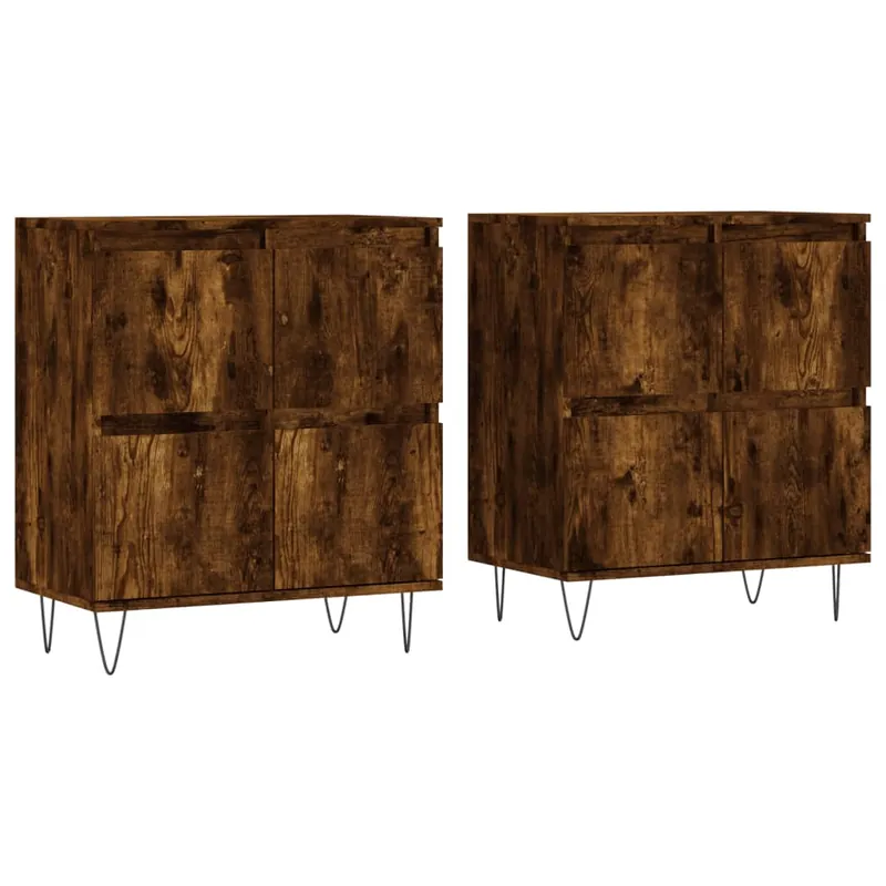 Aparador - Muebles de almacenamiento 2 uds madera contrachapada roble ahumado es5146