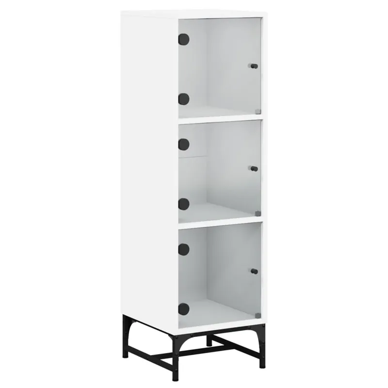 Aparador - Mueble de almacenamiento con puertas de vidrio blanco 35x37x120 cm es2131