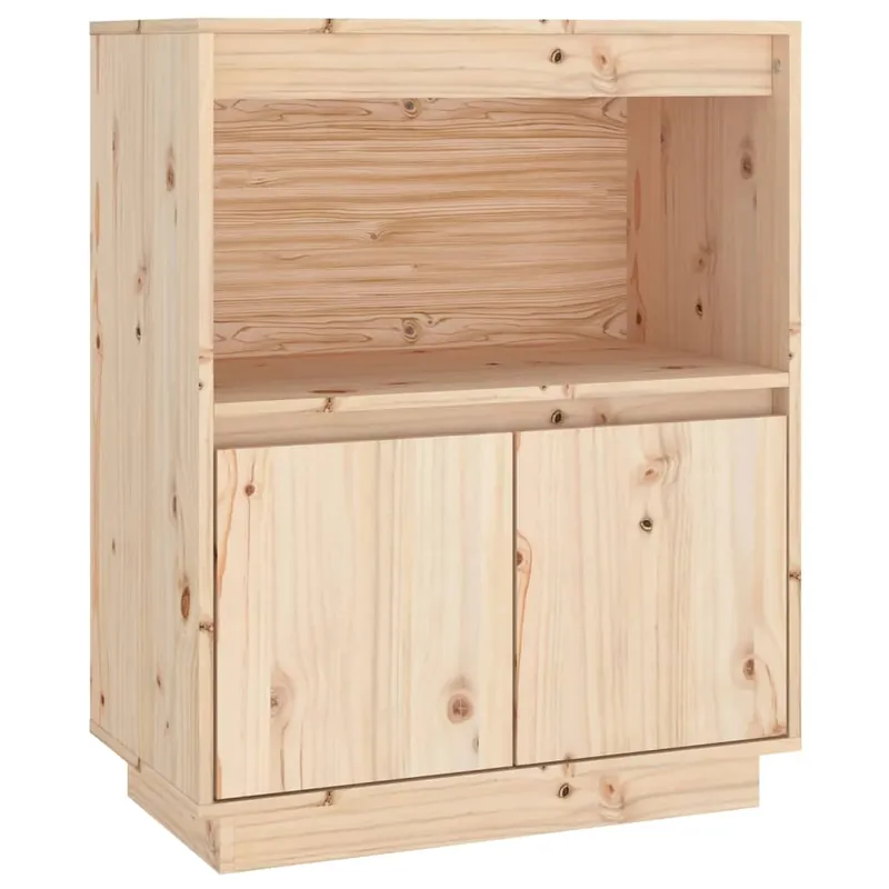 Aparador - Mueble de almacenamiento de madera maciza de pino blanco 60x34x75 cm es3947