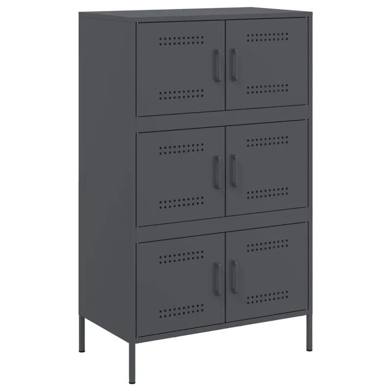 Aparador - Mueble de almacenamiento de acero blanco 68x39x113 cm es2225